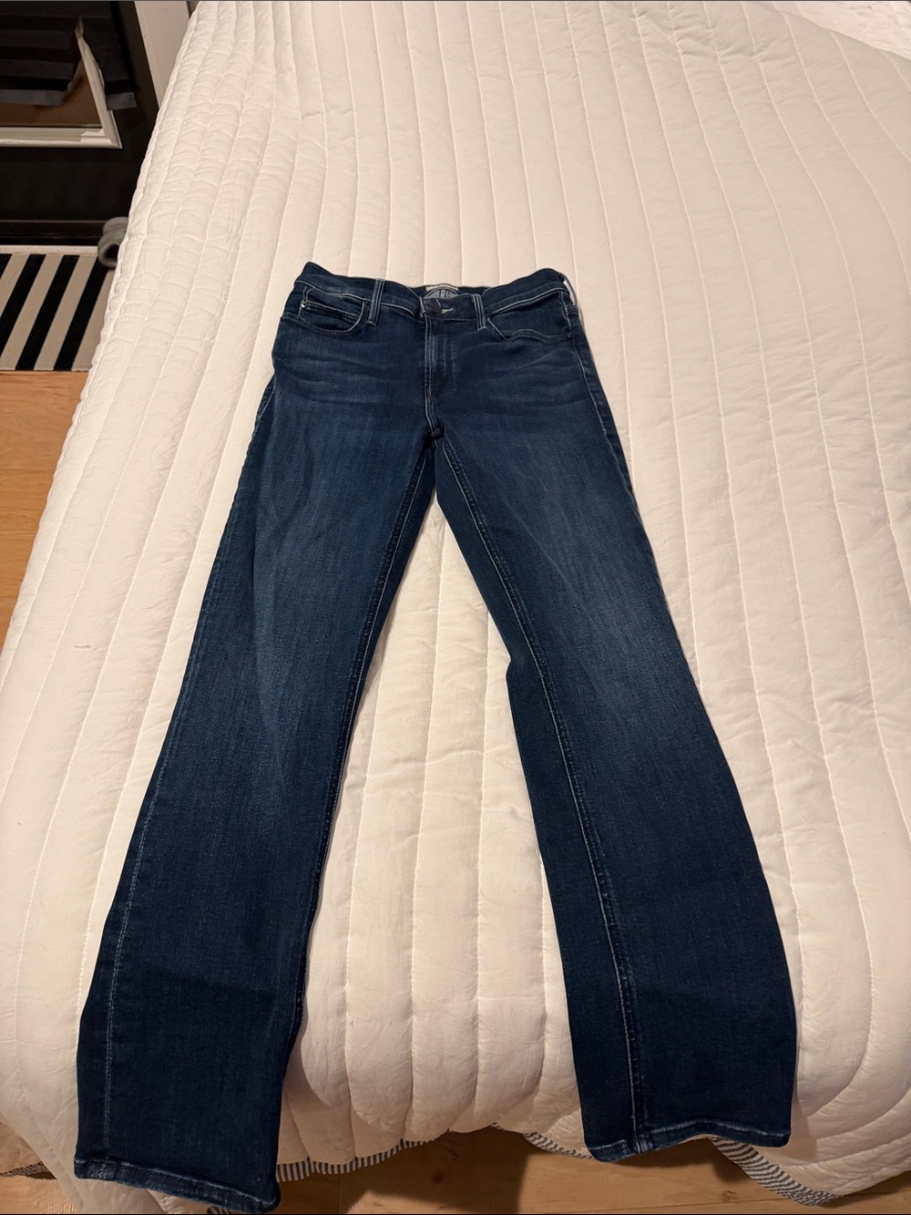 MOTHER Dark Blue Mid-Rise Ankle Dazzler Jeans